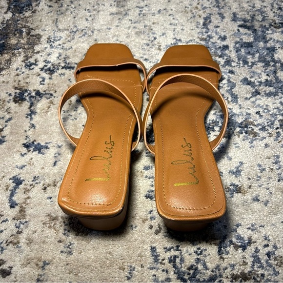 Lulus Tan Fallyn Naked Strap Slide Heel Sandals Size 9 - Picture 7 of 10